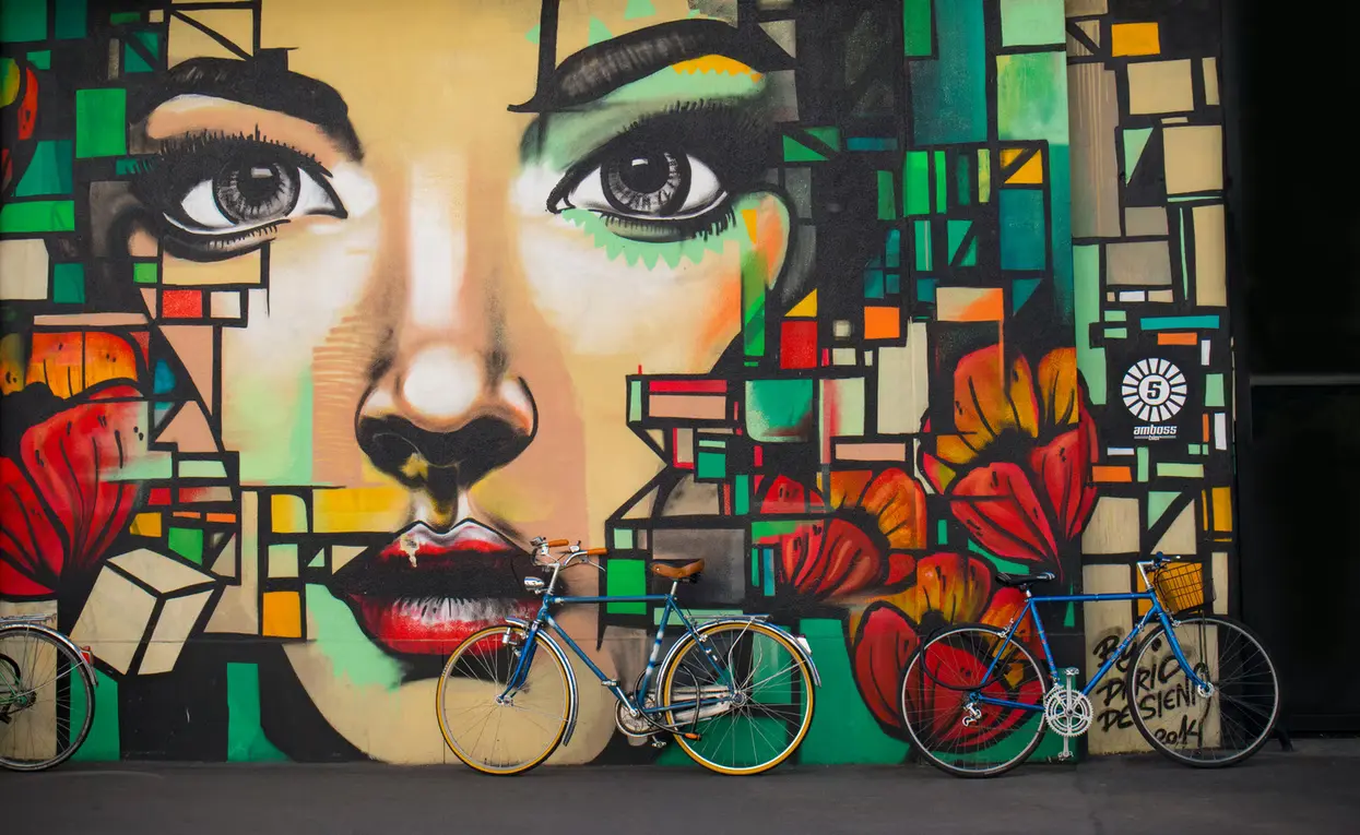 Colorful mural of woman